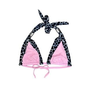 VENUS Pink Black Leopard Print Trim Triangle Bikini Top Women’s Size B or Medium